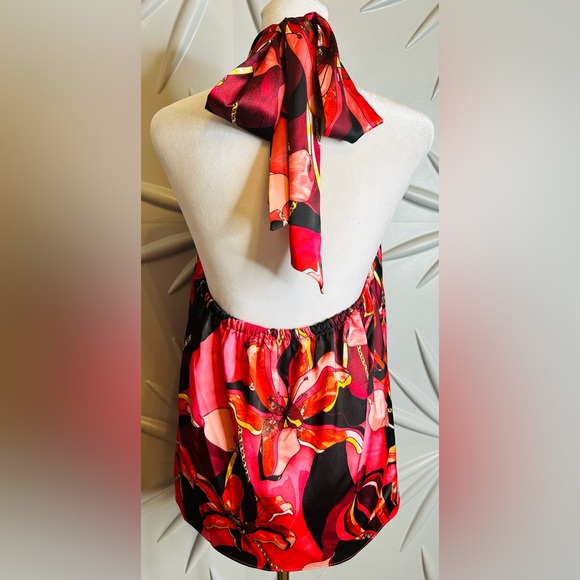 INC NWT SZ M red/black/pink/gold chain link print halter top. Bust 30”-40” - Picture 5 of 5